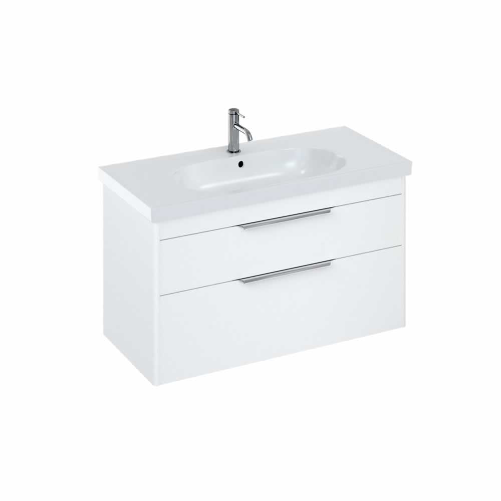 Shoreditch 100cm double drawer Matt White with Origin Round Basin